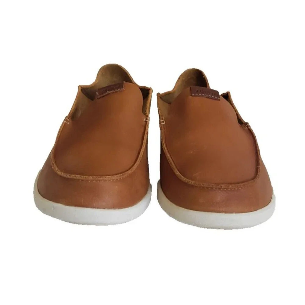 Olukai Nalukai 10379-FX19 Drop In Heel Brown Leather Loafer Slip On Men's SZ 10